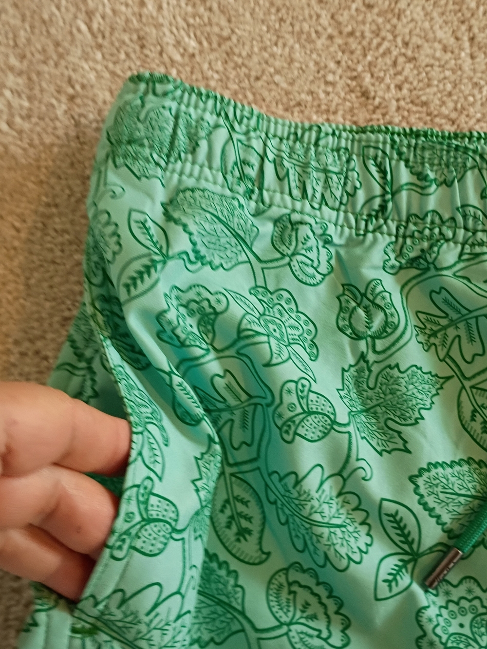 Mr.Swim Men Teal Green Floral Outline Swim Trunks Size large - Picture 4 of 12